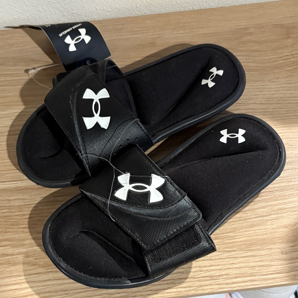Under Armour Kids Black Slide Sandals with Logo